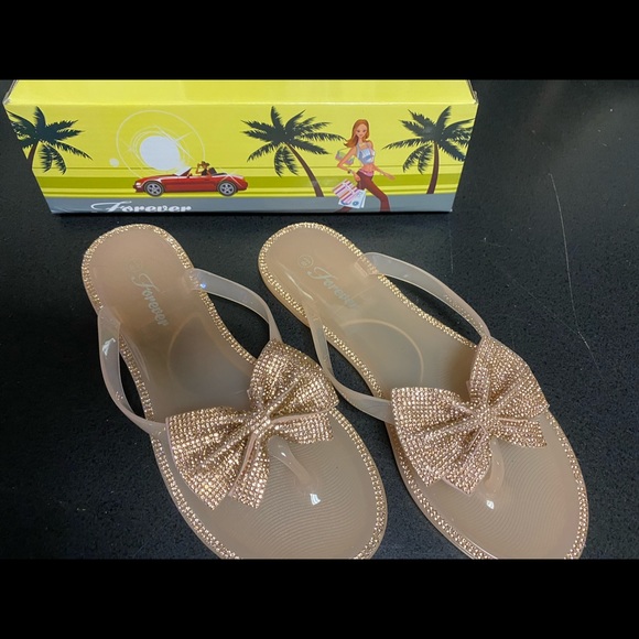 Rhinestone Jelly Slide Sandal Flip Flop - Picture 1 of 5